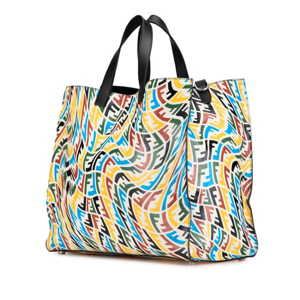 Pre-owned Fendi Sarah Coleman Leather Vertigo Shopper Tote White