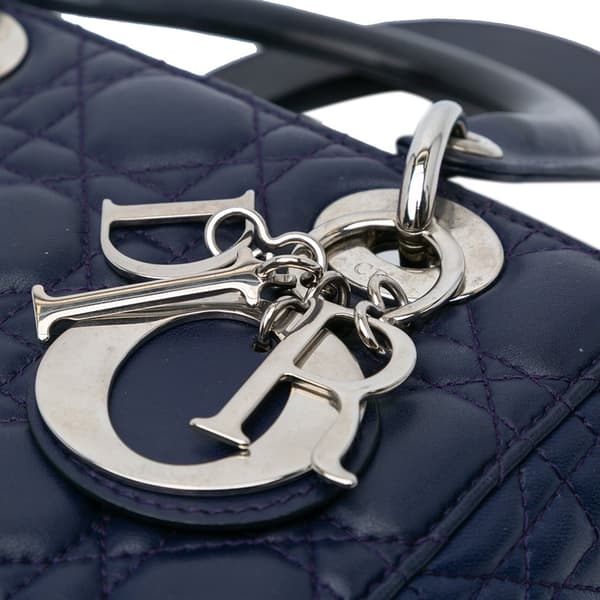 Pre-owned Dior Small Lambskin Cannage My ABCDior Lady Dior Blue
