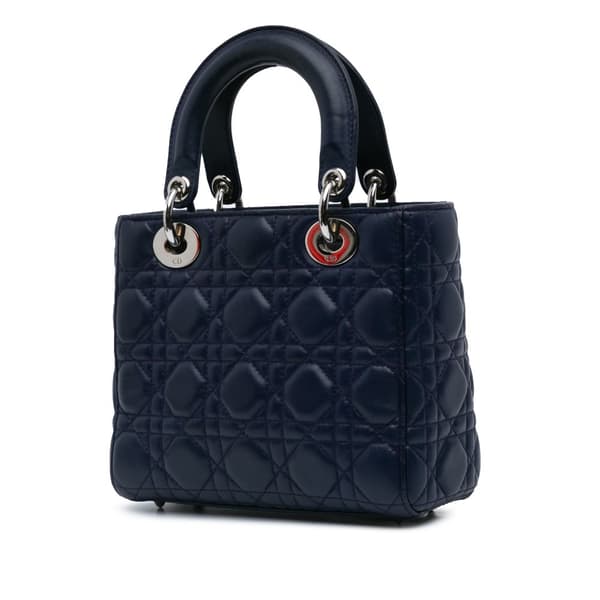 Pre-owned Dior Small Lambskin Cannage My ABCDior Lady Dior Blue