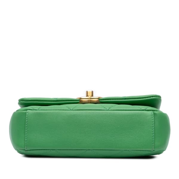 Pre-owned Chanel Small Quilted Lambskin Chain Is More Flap Green