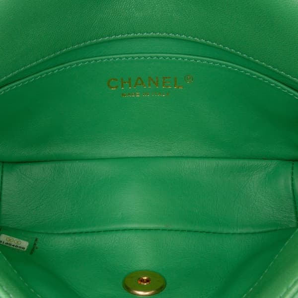 Pre-owned Chanel Small Quilted Lambskin Chain Is More Flap Green