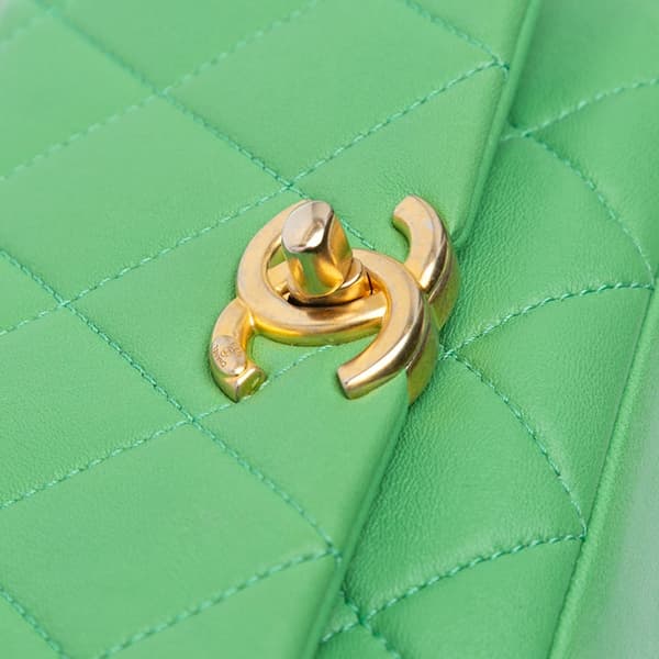 Pre-owned Chanel Small Quilted Lambskin Chain Is More Flap Green