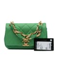 Pikkukuva 9 / 9: Pre-owned Chanel Small Quilted Lambskin Chain Is More Flap Green
