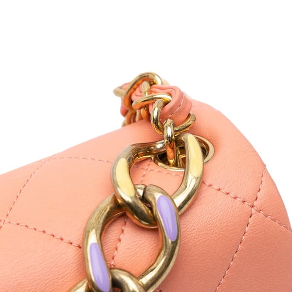 Pre-owned Chanel Small Lambskin Color Match Flap Pink