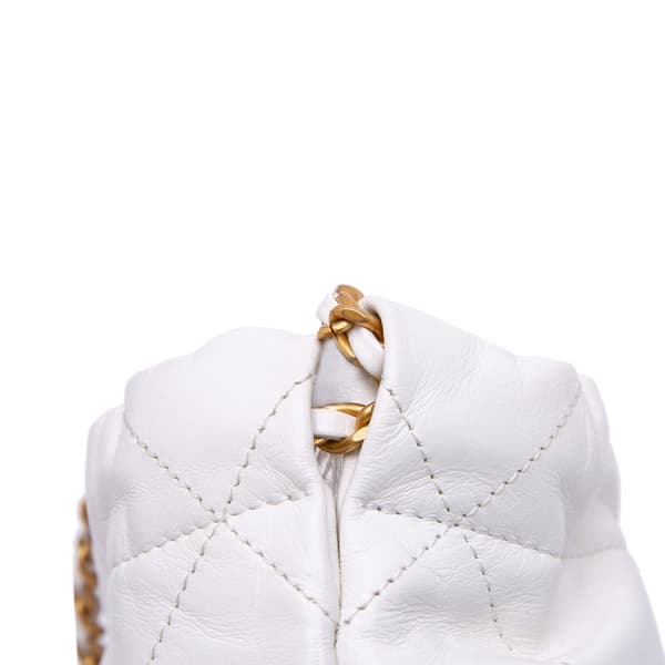 Pre-owned Chanel Mini Shiny Calfskin 22 Hobo White