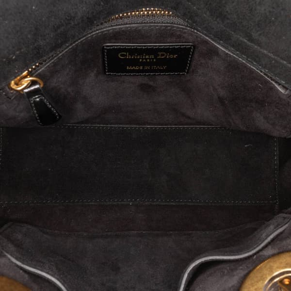 Pre-owned Dior Small Crinkled Patent Cannage My ABCDior Lady Dior Black