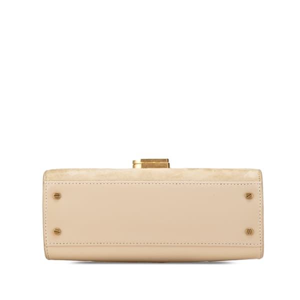 Pre-owned Saint Laurent Mini Suede and Calfskin Cassandra Top Handle Bag Brown