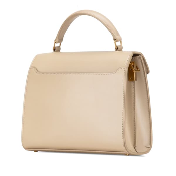 Pre-owned Saint Laurent Mini Suede and Calfskin Cassandra Top Handle Bag Brown