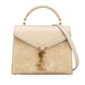 Miniatyrbilde 1 av 10: Pre-owned Saint Laurent Mini Suede and Calfskin Cassandra Top Handle Bag Brown