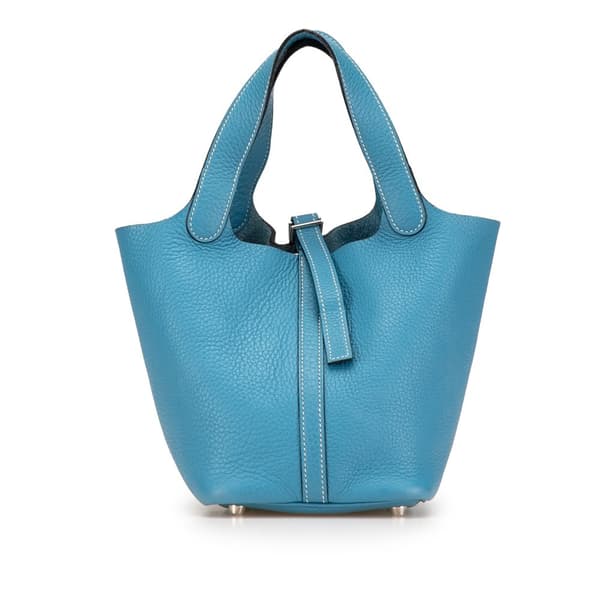 Pre-owned Hermès Clemence Picotin Lock 18 Blue