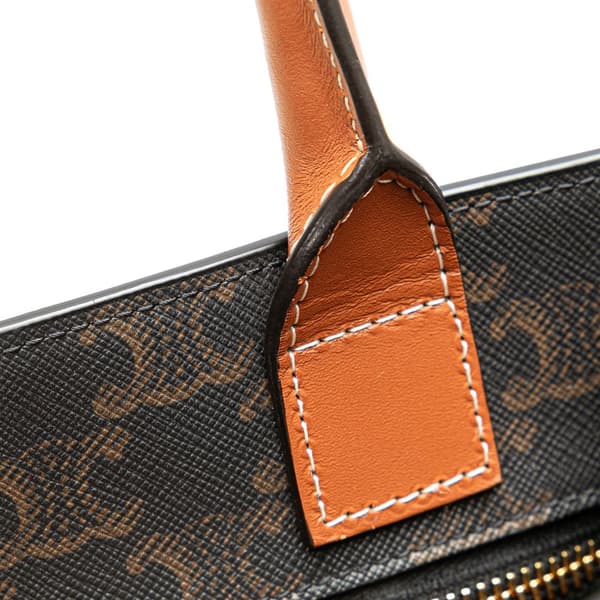 Pre-owned Celine Small Triomphe Coated Canvas Vertical Cabas Satchel Brown