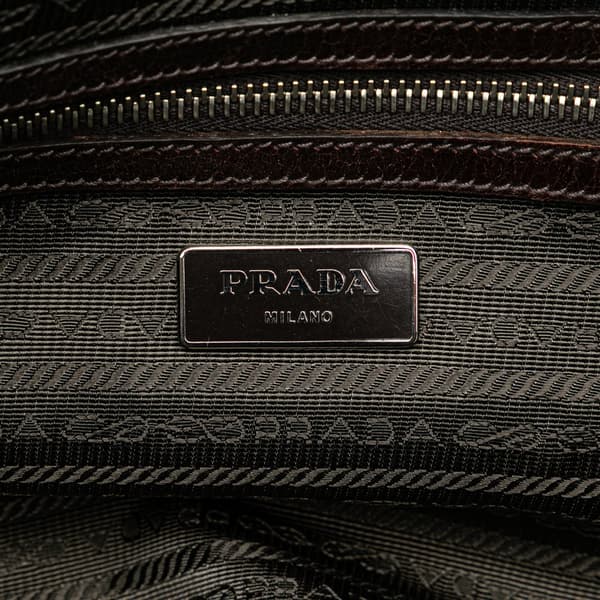 Pre-owned Prada Tessuto Stampato Satchel Brown