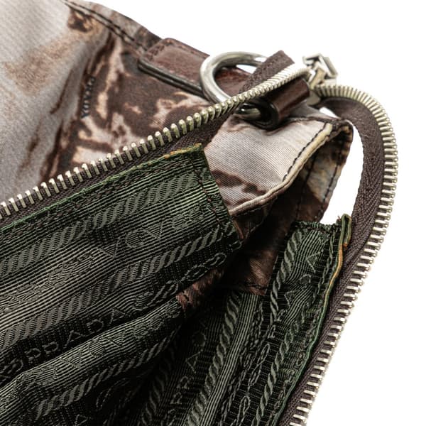 Pre-owned Prada Tessuto Stampato Satchel Brown