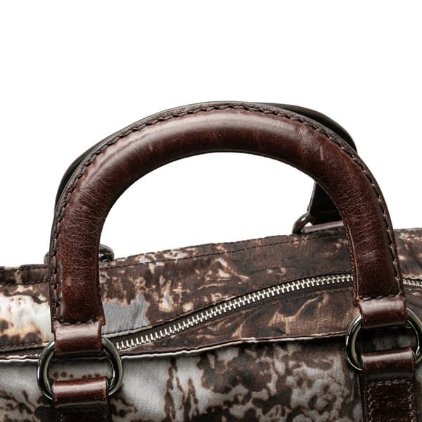 Pre-owned Prada Tessuto Stampato Satchel Brown