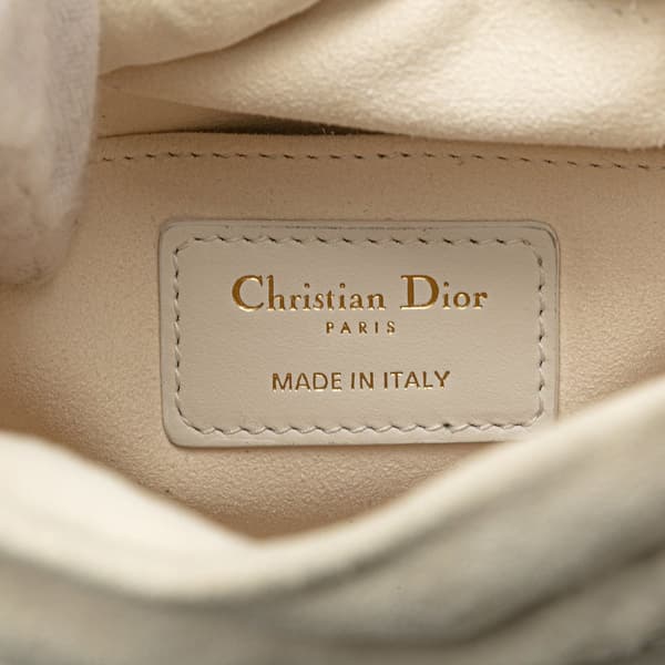 Pre-owned Dior Small Leather Vibe Drawstring Bucket White