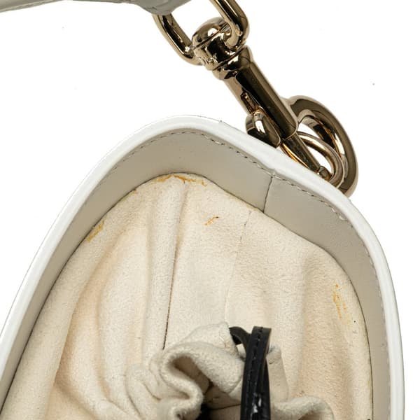 Pre-owned Dior Small Leather Vibe Drawstring Bucket White