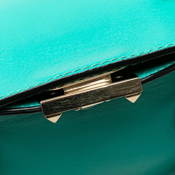 Pre-owned Valentino Small Leather Rockstud Trapeze Satchel Blue