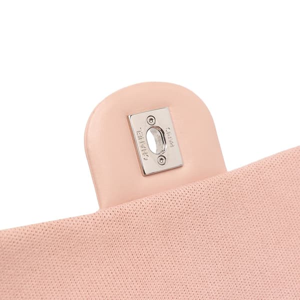 Pre-owned Chanel Jumbo Stripe Jersey Felt and Rope Flap Pink