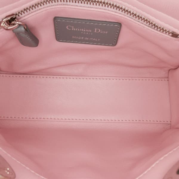 Pre-owned Dior Mini Tricolor Lambskin Cannage Lady Dior Pink