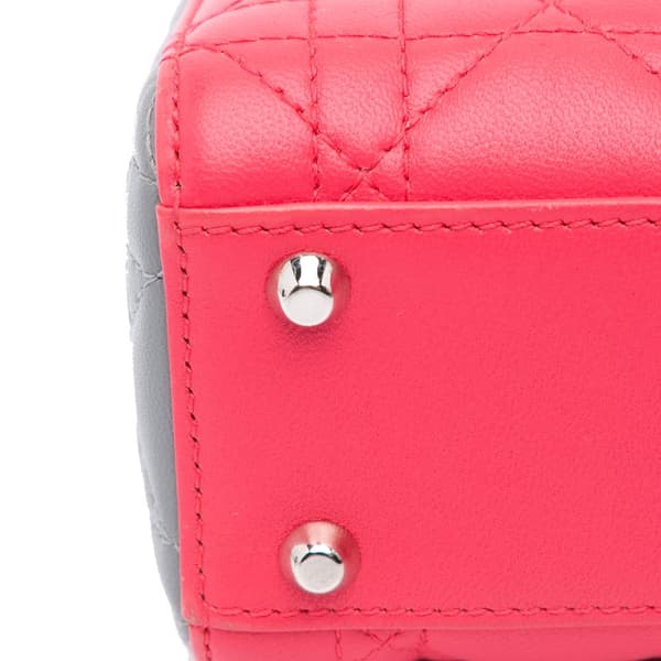 Pre-owned Dior Mini Tricolor Lambskin Cannage Lady Dior Pink