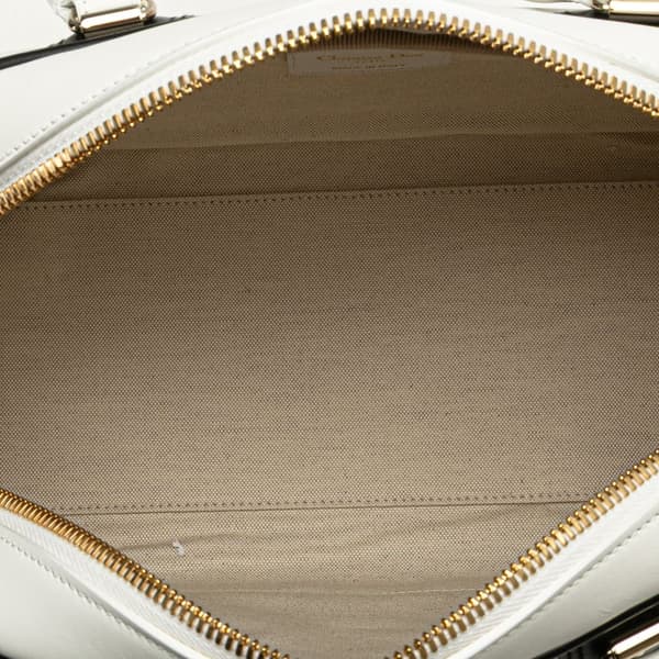 Pre-owned Dior Medium Leather Dior Vibe Bowling Bag White