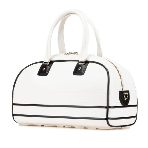 Pre-owned Dior Medium Leather Dior Vibe Bowling Bag White