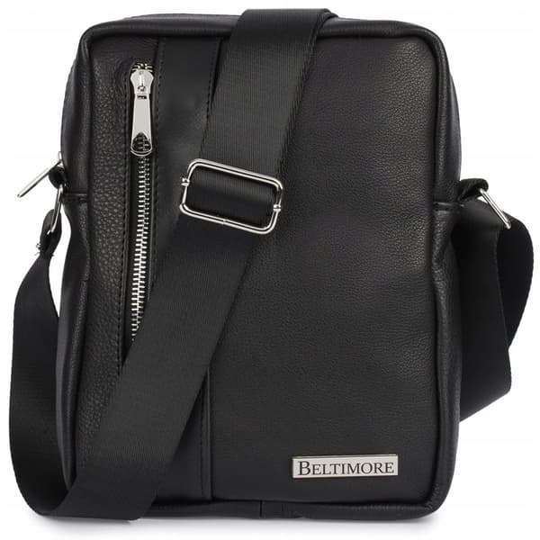 Crossbody-väska i läder för män svart Beltimore premium läderportfölj