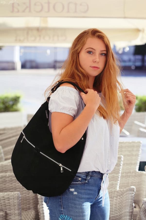 Dame læder håndtaske A4 shopper taske skulder taske ruskind læder