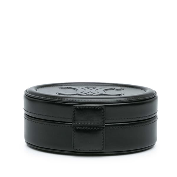 Pre-owned Celine Calfskin Cuir Triomphe Oval Handbag Black