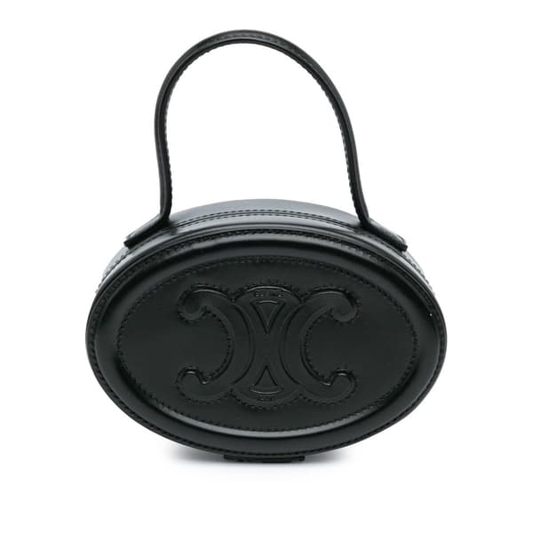 Pre-owned Celine Calfskin Cuir Triomphe Oval Handbag Black