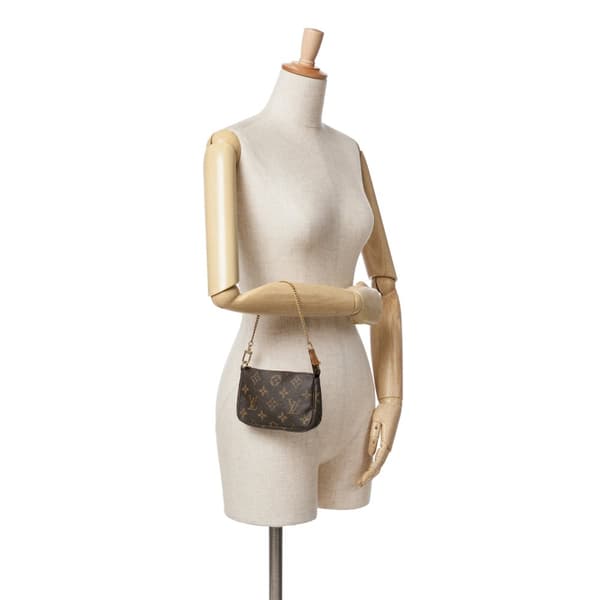 Pre-owned Louis Vuitton Monogram Mini Pochette Accessoires Brown