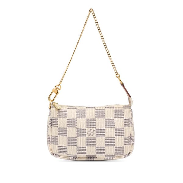 Pre-owned Louis Vuitton Damier Azur Mini Pochette Accessoires White