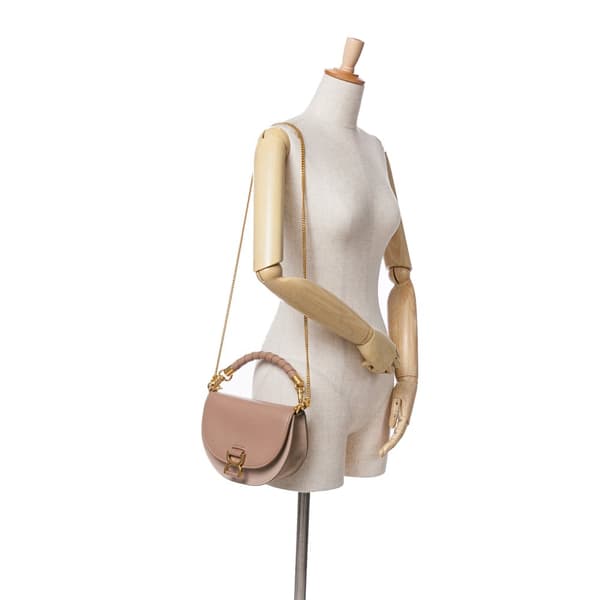 Pre-owned Chloé Grained Calfskin Marcie Chain Flap Brown
