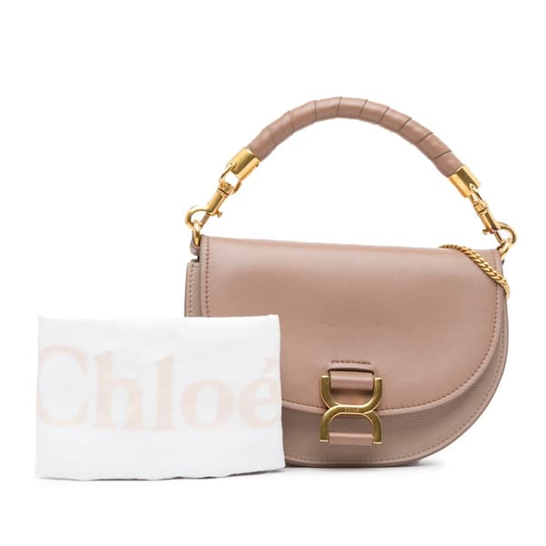 Pre-owned Chloé Grained Calfskin Marcie Chain Flap Brown
