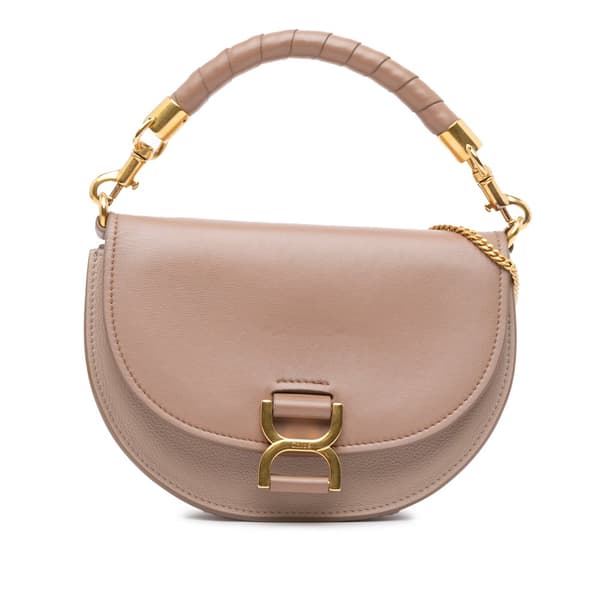 Pre-owned Chloé Grained Calfskin Marcie Chain Flap Brown