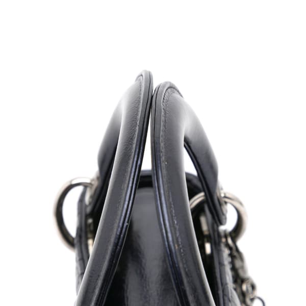 Pre-owned Dior Mini Crinkled Calfskin Cannage Lady Dior Blue