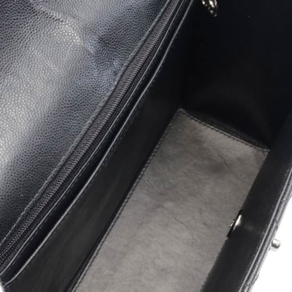 Pre-owned Chanel CC Quilted Caviar Top Handle Flap Black