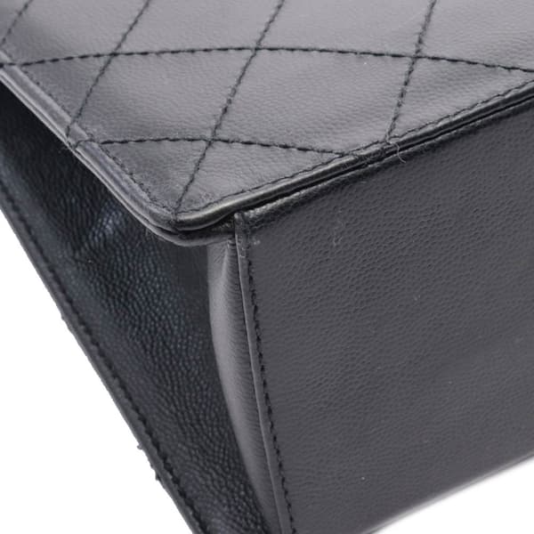 Pre-owned Chanel CC Quilted Caviar Top Handle Flap Black