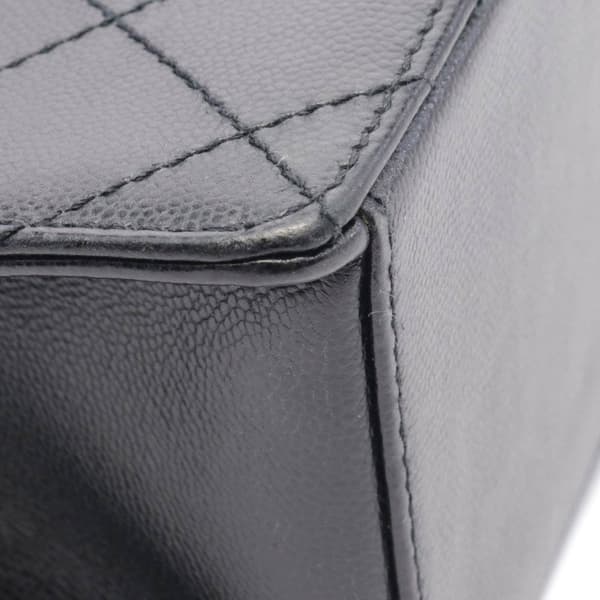 Pre-owned Chanel CC Quilted Caviar Top Handle Flap Black