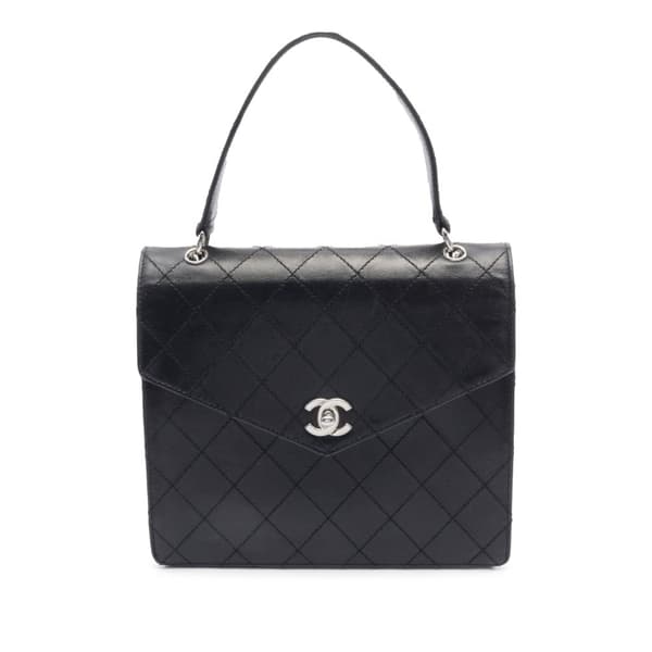Pre-owned Chanel CC Quilted Caviar Top Handle Flap Black