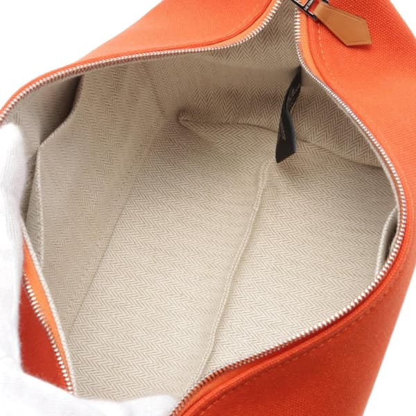 Pre-owned Hermès Small Toile Bride A Brac Orange