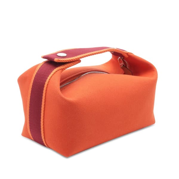 Pre-owned Hermès Small Toile Bride A Brac Orange