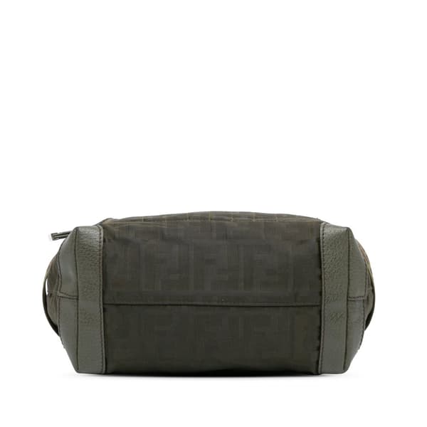 Pre-owned Fendi Zucca Nylon Zip Code Handbag Green