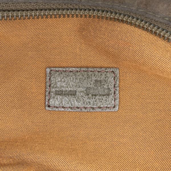 Pre-owned Fendi Zucca Nylon Zip Code Handbag Green