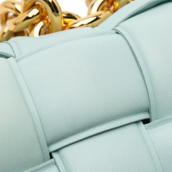 Pre-owned Bottega Veneta Nappa Intrecciato Padded Chain Cassette Satchel Blue