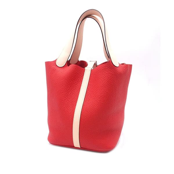 Pre-owned Hermès Bicolor Clemence and Swift Picotin Lock 22 Red