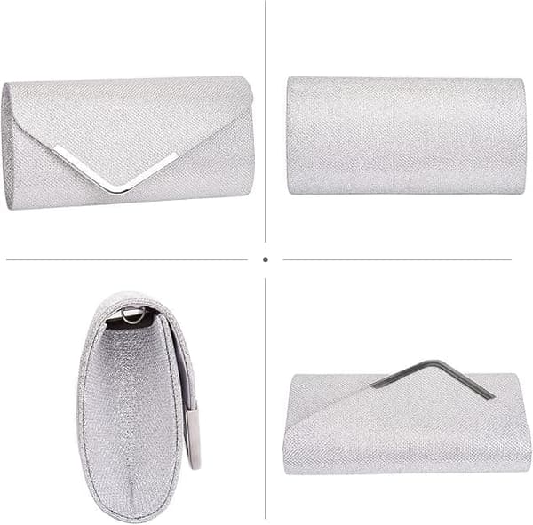 Naisten clutch, kimaltelevat paljetit, irrotettava ketju, 22x11 cm, tyylikäs iltalaukku