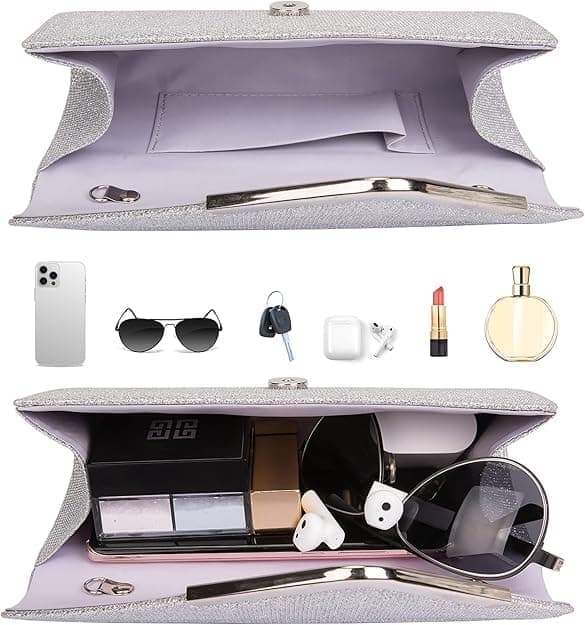Naisten clutch, kimaltelevat paljetit, irrotettava ketju, 22x11 cm, tyylikäs iltalaukku