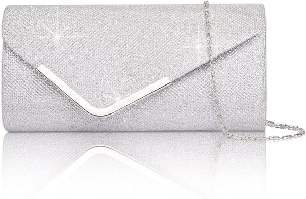 Naisten clutch, kimaltelevat paljetit, irrotettava ketju, 22x11 cm, tyylikäs iltalaukku