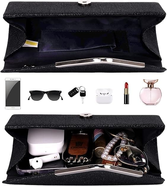 Naisten clutch, kimaltelevat paljetit, irrotettava ketju, 22x11 cm, tyylikäs iltalaukku